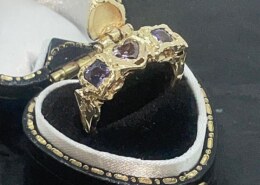 Tears of joy as he proposed with a custom ebony Munro locket ring featuring my grandmother’s diamond inside.