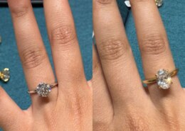 Oval or round gemstone? White gold or yellow gold setting?