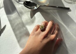 My engagement ring featuring yellow and white diamonds!